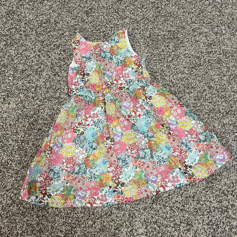 Girls' gathered-waist dress in Liberty® Patchwork Dream floral - Picture 2 of 5